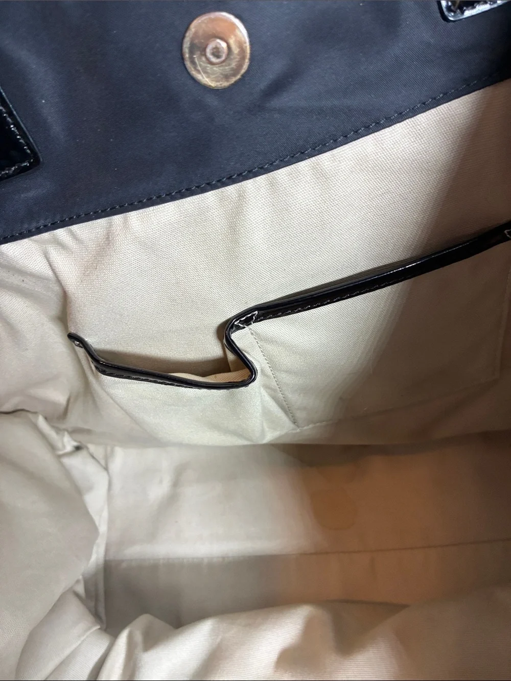 Tory Burch Black Nylon Tote with Glossy Patent Logo and Handles